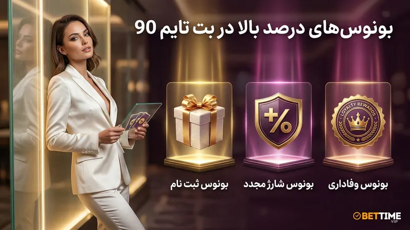 بونوس های درصد بالا در سایت بت تایم 90